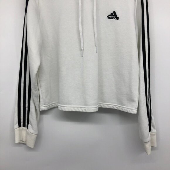 adidas White Essentials 3-stripes French Terry Crop Hoodie size S - Picture 8 of 16